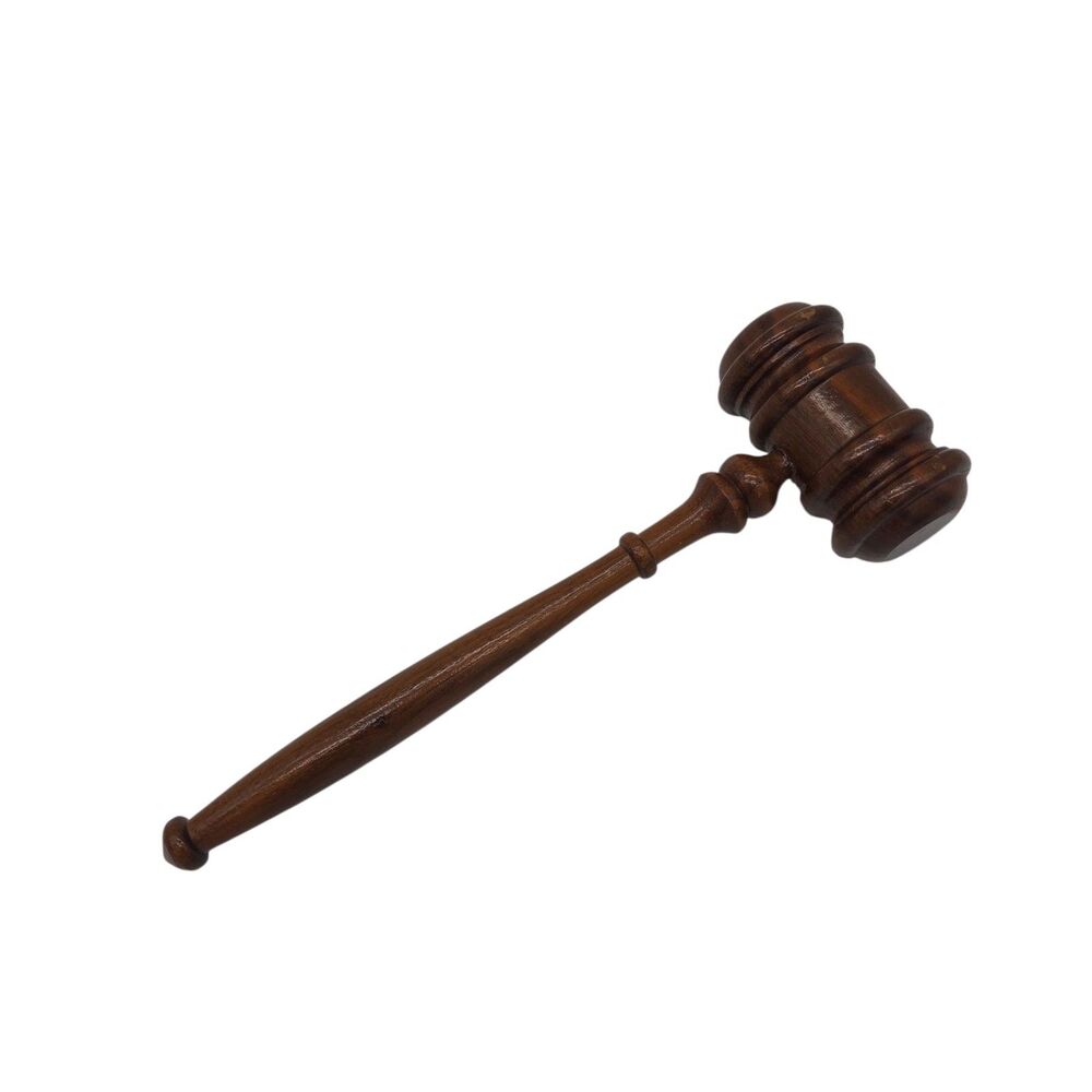 Vintage Wooden Gavel Hand Crafted Judge Court Auctioneer Mallet Hammer 1970s